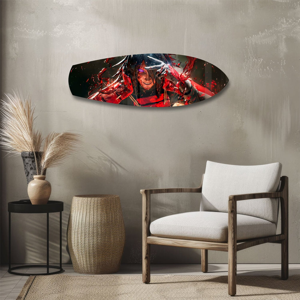 Anime Ninja Crimson Power Glass Wall Art.
