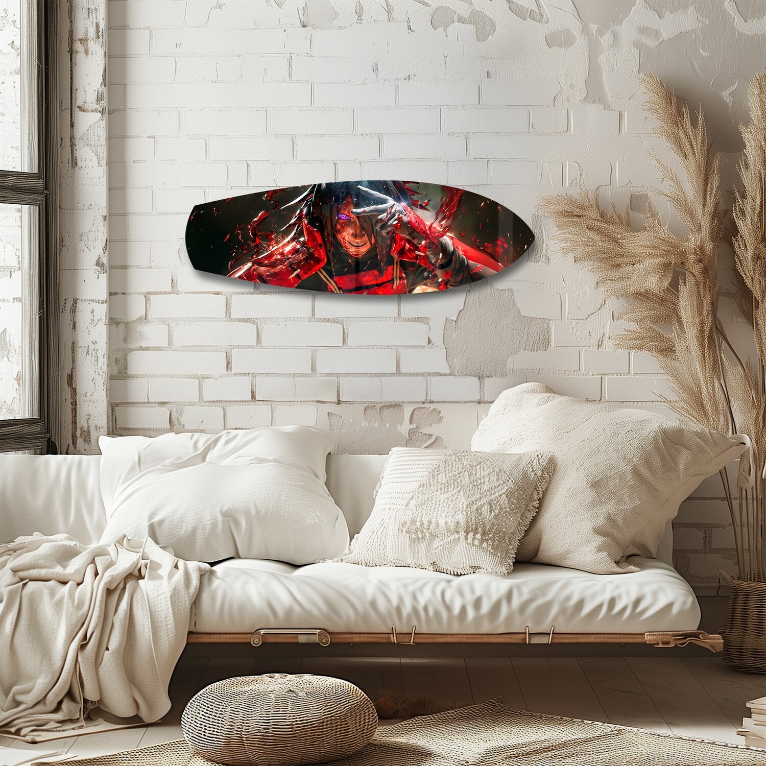 Anime Ninja Crimson Power Glass Wall Art.