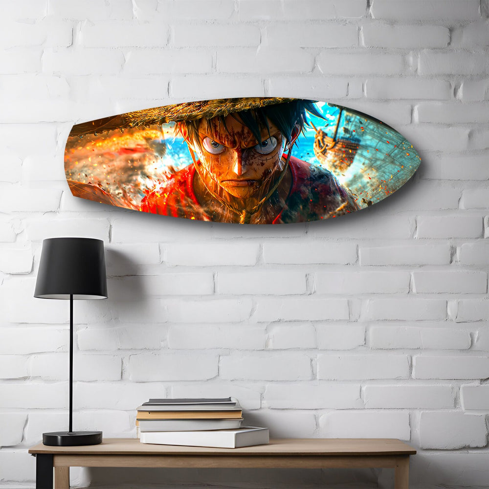 Straw Hat Pirate Captain Anime Glass Wall Art.