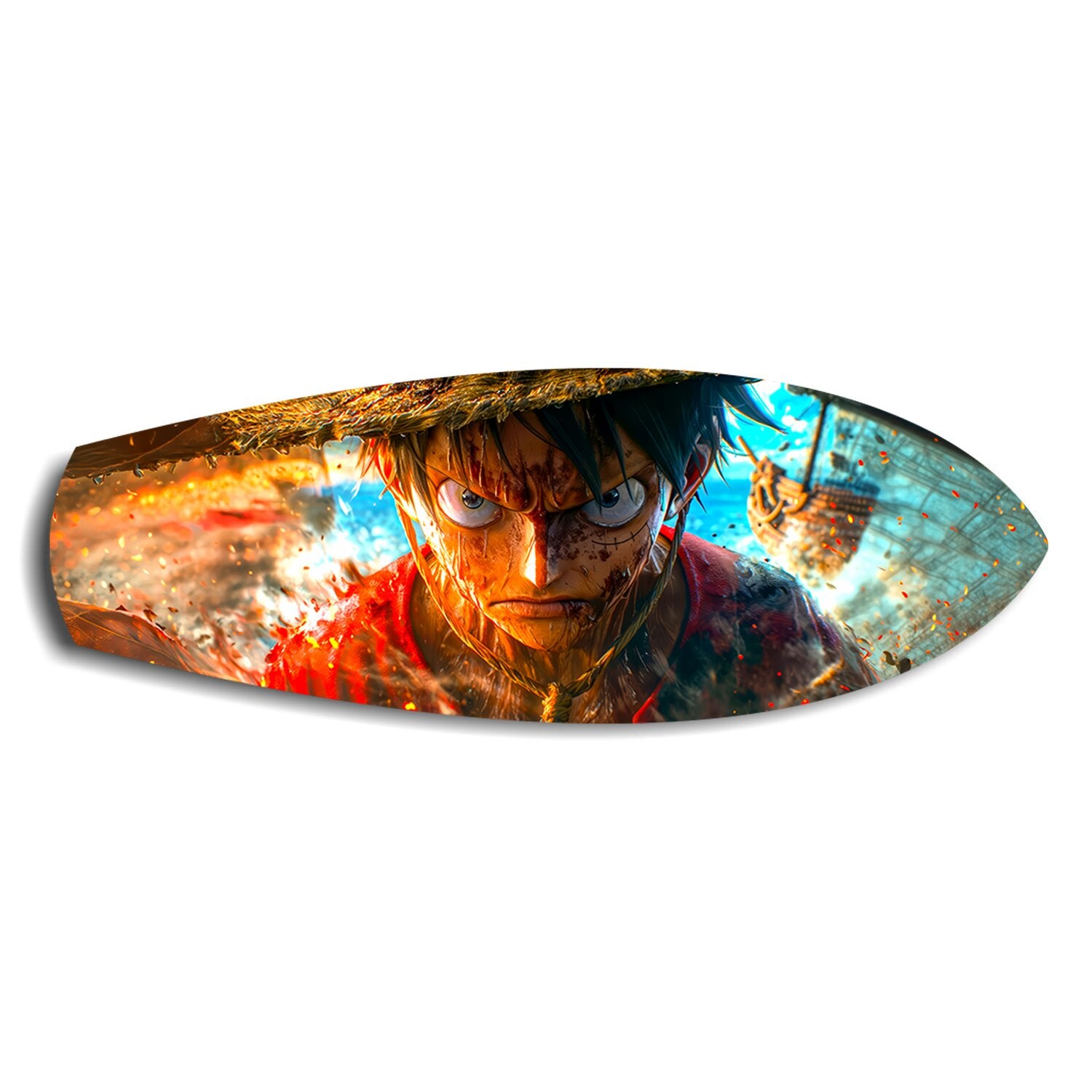 Straw Hat Pirate Captain Anime Glass Wall Art.