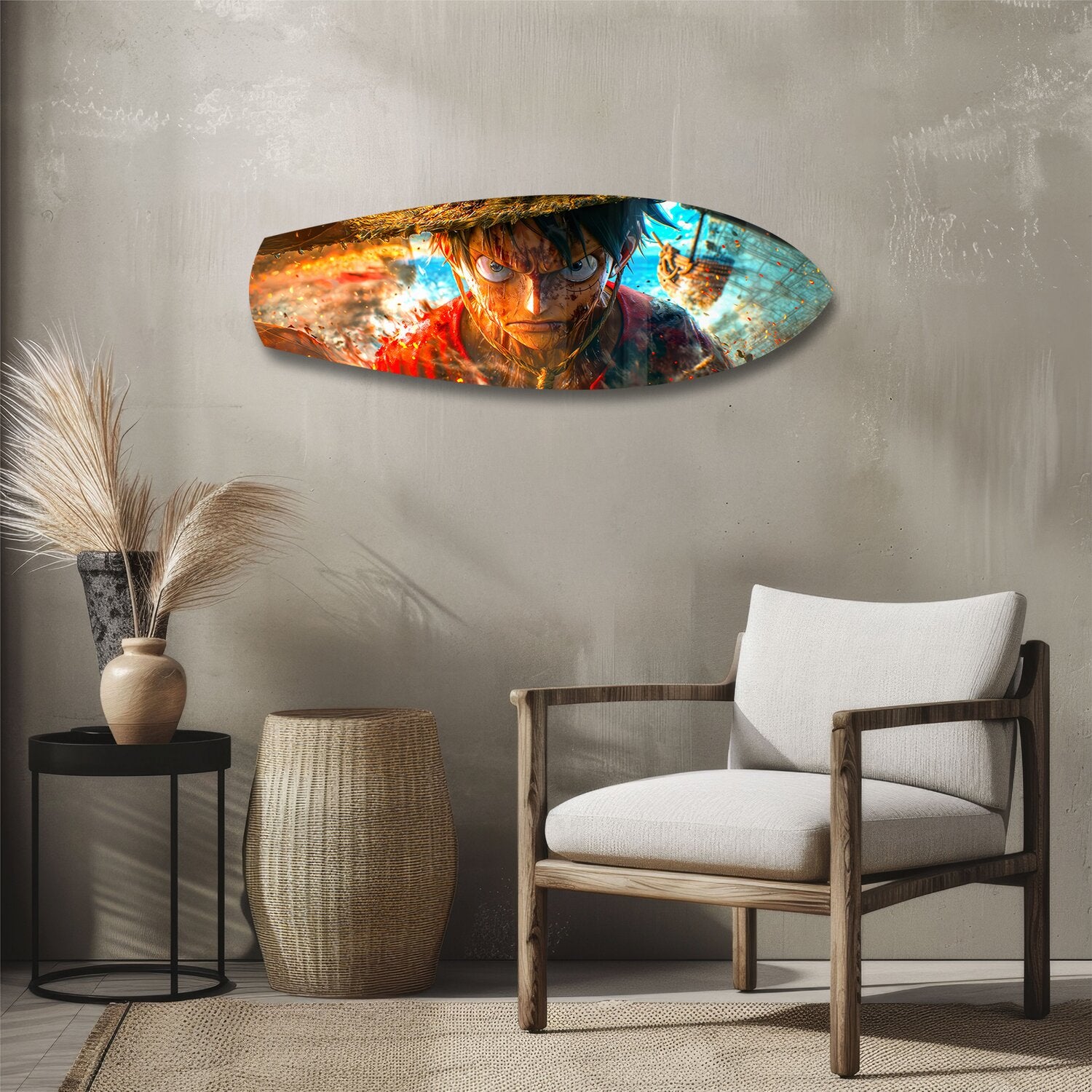 Straw Hat Pirate Captain Anime Glass Wall Art.