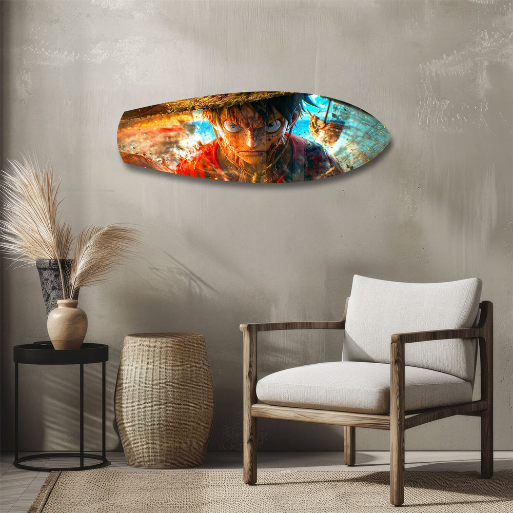 Straw Hat Pirate Captain Anime Glass Wall Art.
