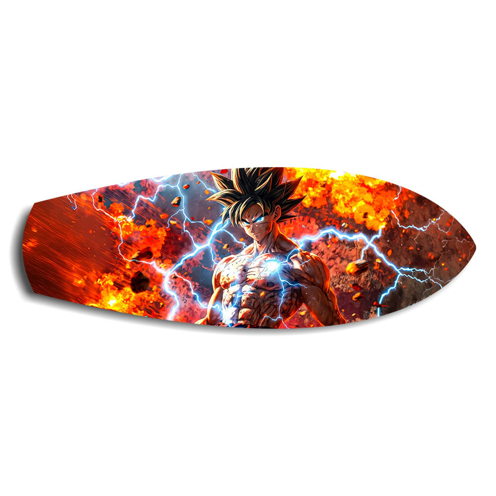 Anime Saiyan Warrior Fire Lightning Glass Wall Art.