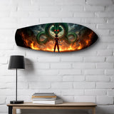Anime Warrior Green Dragon Fire Glass Wall Art.