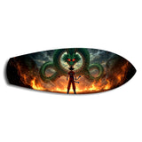 Anime Warrior Green Dragon Fire Glass Wall Art.