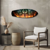 Anime Warrior Green Dragon Fire Glass Wall Art.