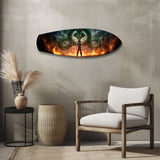 Anime Warrior Green Dragon Fire Glass Wall Art.