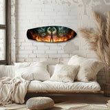 Anime Warrior Green Dragon Fire Glass Wall Art.