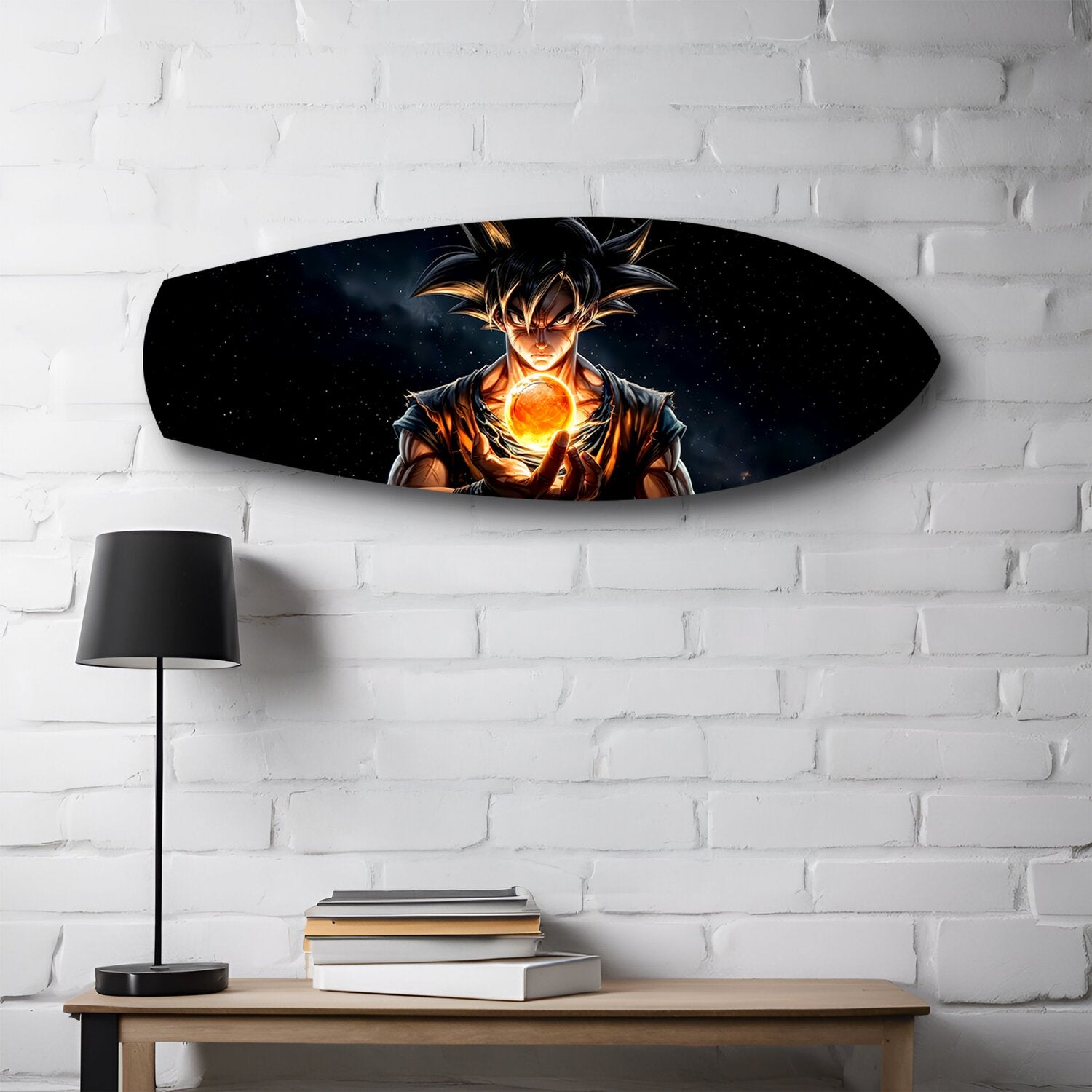 Anime Saiyan Glowing Sphere Glass Wall Art.