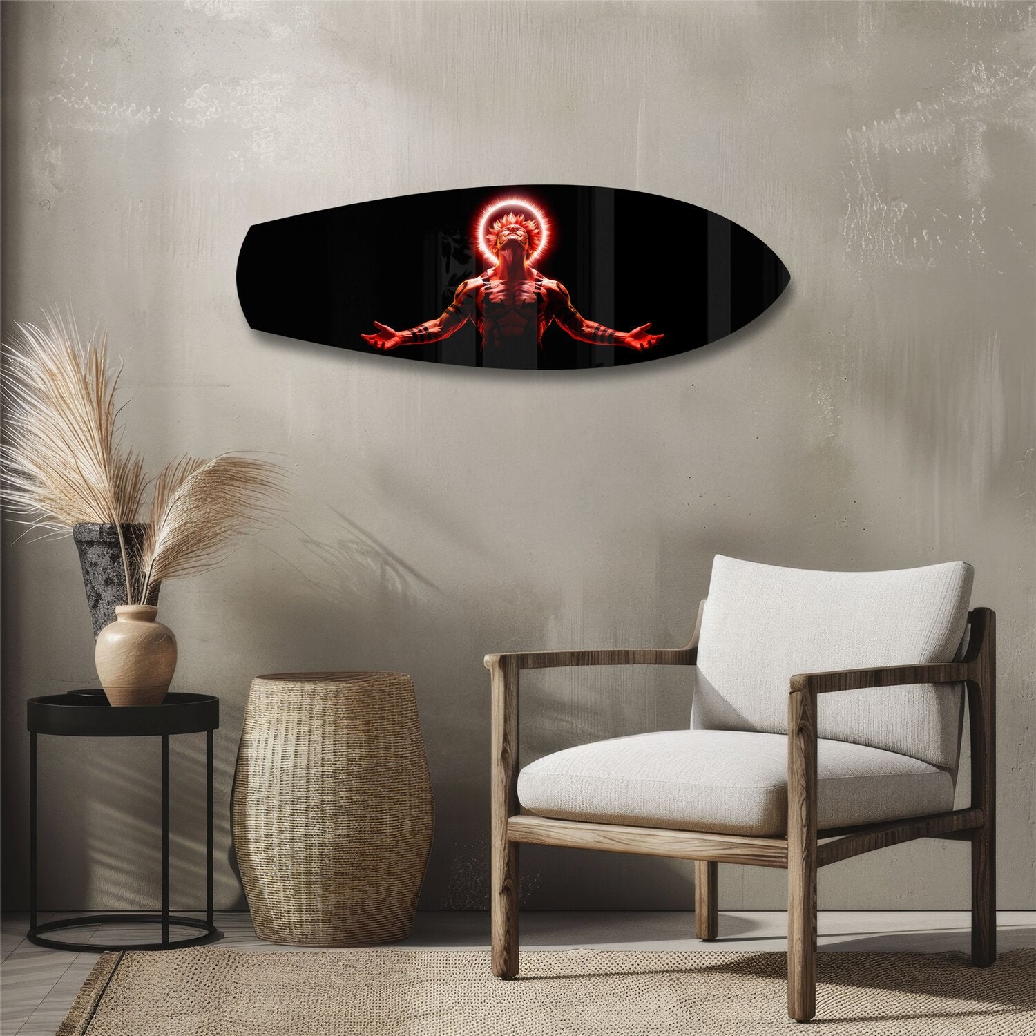 Anime Demon King Red Halo Glass Wall Art.