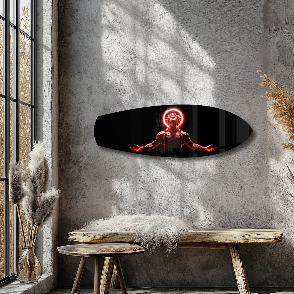 Anime Demon King Red Halo Glass Wall Art.