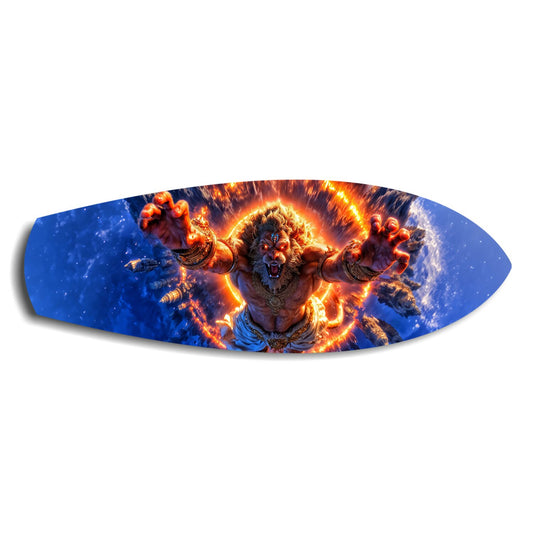 Lion God Mythology Fire Portal Glass Wall Art.