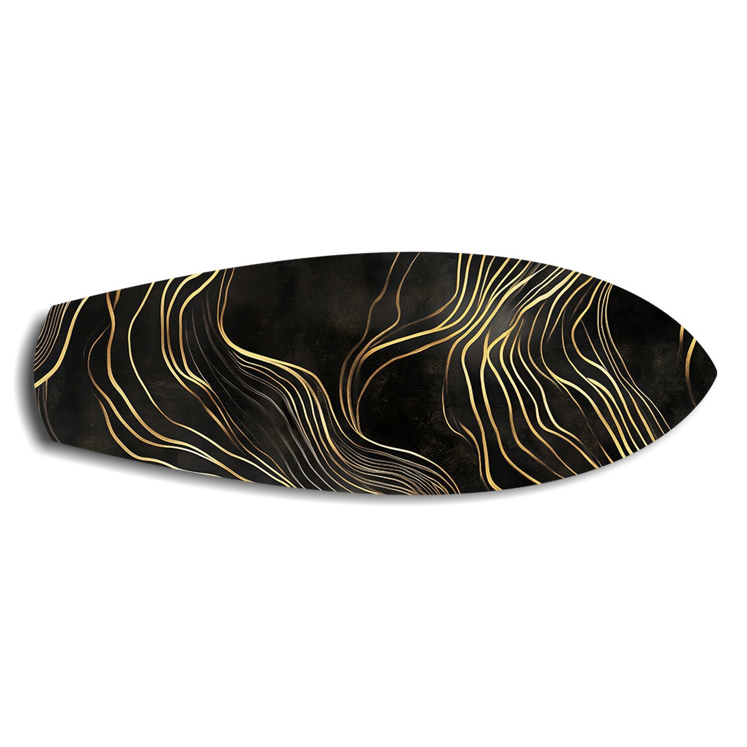 Black and Gold Abstract Waves Glass Wall Art.