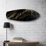 Black and Gold Topographic Lines Glass Wall Art.