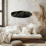 Black and Gold Topographic Lines Glass Wall Art.