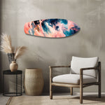 Pink and Blue Marble Swirl Glass Wall Art.