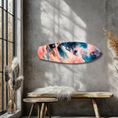Pink and Blue Marble Swirl Glass Wall Art.