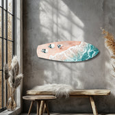 Skulls on Pink Sand Beach Glass Wall Art.