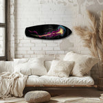Neon Jellyfish on Black Glass Wall Art.