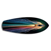 Speedboat Rainbow Light Trails Glass Wall Art.