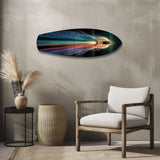 Speedboat Rainbow Light Trails Glass Wall Art.