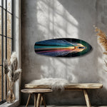 Speedboat Rainbow Light Trails Glass Wall Art.