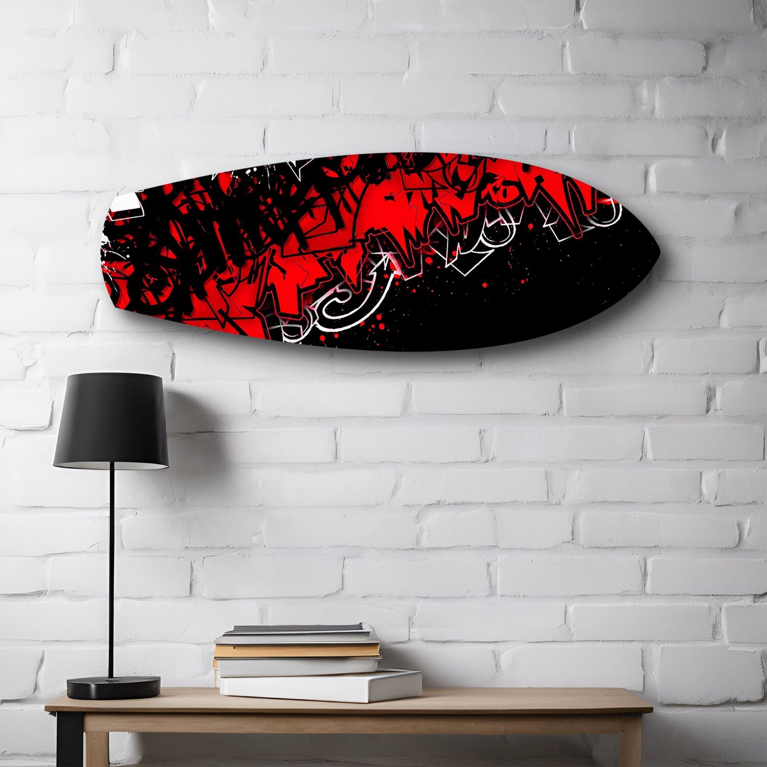 Red and Black Street Graffiti Glass Wall Art.
