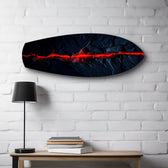 Glowing Lava Crack on Black Stone Glass Wall Art.