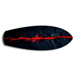 Glowing Lava Crack on Black Stone Glass Wall Art.