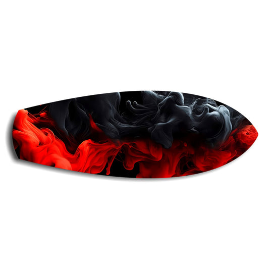 Red and Black Smoke Abstract Glass Wall Art.