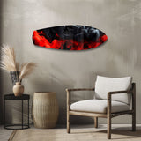 Red and Black Smoke Abstract Glass Wall Art.