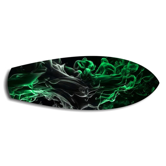 Green Smoke Abstract Glass Wall Art.