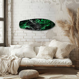 Green Smoke Abstract Glass Wall Art.