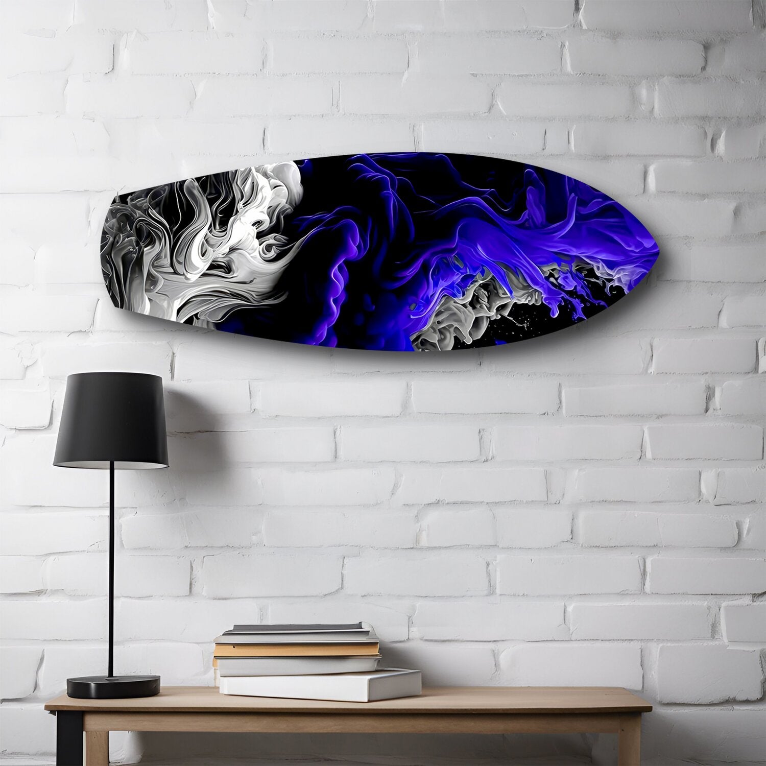 Purple Ink Flow Abstract Glass Wall Art.