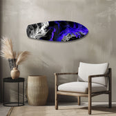 Purple Ink Flow Abstract Glass Wall Art.