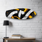 Yellow Black Abstract Graffiti Glass Wall Art.