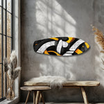Yellow Black Abstract Graffiti Glass Wall Art.
