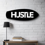 Hustle Typography Motivational Glass Wall Art.