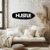 Hustle Typography Motivational Glass Wall Art.