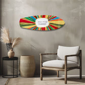 Positive Energy Colorful Sunburst Glass Wall Art.
