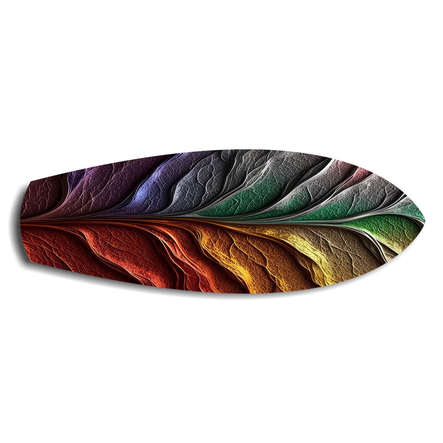 Rainbow Textured Leaf Abstract Glass Wall Art.