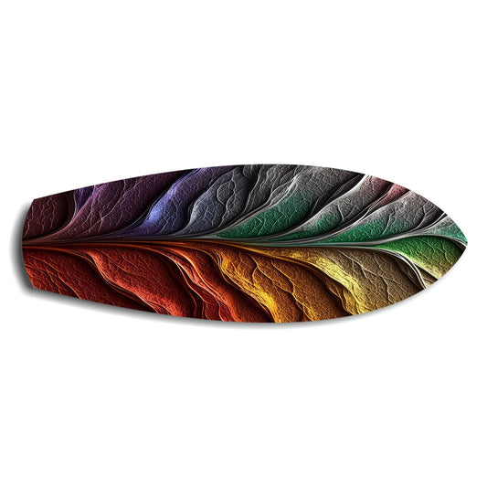 Rainbow Textured Leaf Abstract Glass Wall Art.
