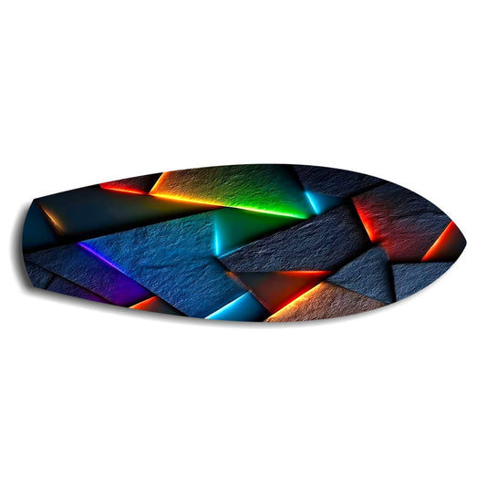 Neon Geometric Stone Abstract Glass Wall Art.