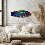 Neon Geometric Stone Abstract Glass Wall Art.