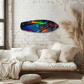 Neon Geometric Stone Abstract Glass Wall Art.
