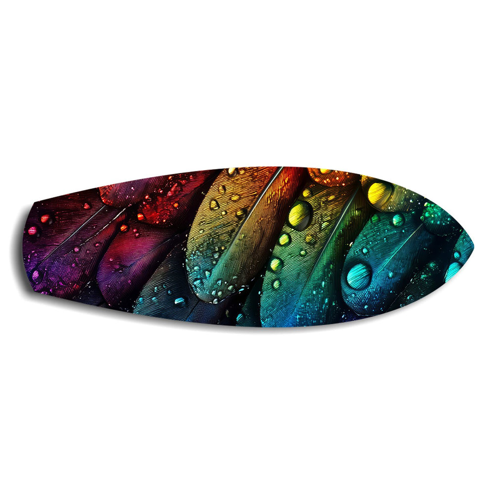 Rainbow Feather Macro Glass Wall Art.