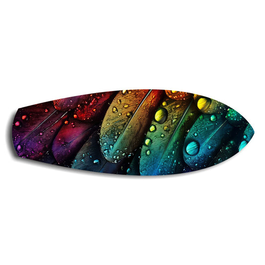 Rainbow Feather Macro Glass Wall Art.