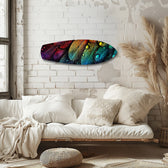 Rainbow Feather Macro Glass Wall Art.
