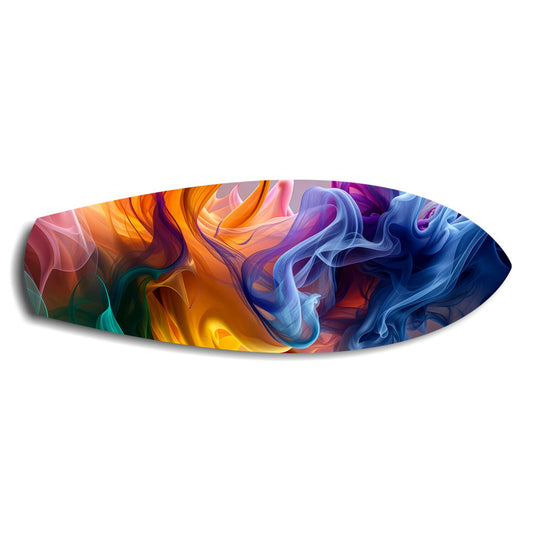 Multicolor Smoke Swirl Abstract Glass Wall Art.
