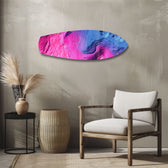 Pink Blue Topographic Wave Abstract Glass Wall Art.